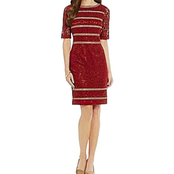 Antonio Melani Burgundy Red Lace Overlay Party Cocktail Dress Size 4 New - Picture 1 of 13